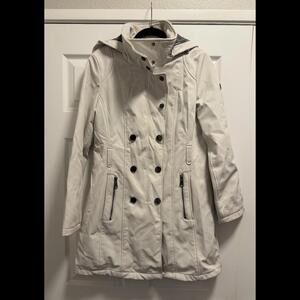 Calvin Klein Stylish White Winter Coat with Removable Hood L